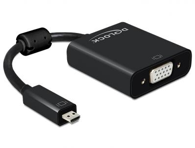 Delock Adapter HDMI Micro-D male VGA female with Audio black