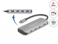 Delock 7 Port USB 10 Gbps Hub and 4K HDMI output with USB Type-C™ connection and PD 3.0 90 Watt