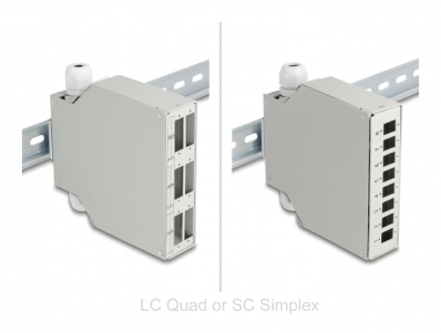 Delock Fiber Optic Patch Panel 6 port for SC Duplex and LC Quad with alternative panel for 8 x SC Simplex or LC Duplex grey for 