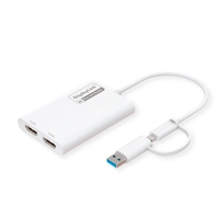 ROLINE USB Type A/C Adapter, 2x HDMI, with DisplayLink, 4K60