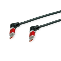 ROLINE 360° Rotation USB 2.0 Cable, C-C, M/M, spiral shaped, 60W, Red Black, 1.5 m