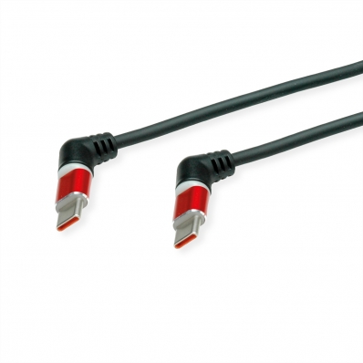 ROLINE 360° Rotation USB 2.0 Cable, C-C, M/M, spiral shaped, 60W, Red Black, 1.5 m