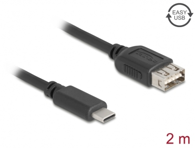 Delock USB 2.0 Cable USB Type-C™ male to EASY USB Type-A female 2 m