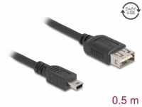 Delock USB 2.0 Cable USB Type Mini-B male to EASY USB Type-A female 0,5 m