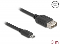 Delock USB 2.0 Kabel EASY USB Typ Micro-B Stecker zu EASY USB Typ-A Buchse 3 m