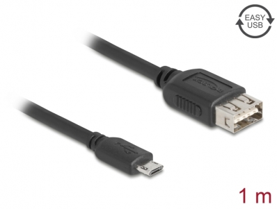 Delock USB 2.0 Kabel EASY USB Typ Micro-B Stecker zu EASY USB Typ-A Buchse 1 m