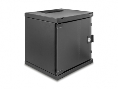 Delock 10″ Network Cabinet 6U with glass door for stand or wall mounting, 240 mm depth, load capacity 30 kg, 330 x 312 x 300 mm,