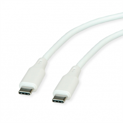 ROLINE USB 2.0 Cable, C–C, M/M, 60W, silicone, white, 1 m