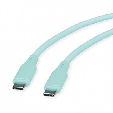 ROLINE USB 2.0 Cable, C–C, M/M, 60W, silicone, green, 1 m