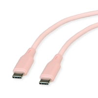 ROLINE USB 2.0 Cable, C–C, M/M, 60W, silicone, pink, 1 m