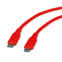 ROLINE USB 2.0 Cable, C–C, M/M, 60W, silicone, red, 1 m