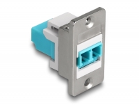 Delock Panel Mount LC Duplex female to LC Duplex female silver / white / aqua