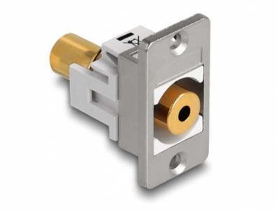 Delock Panel Mount stereo jack female 3.5 mm 4 pin > stereo jack female 3.5 mm 4 pin gold plated silver / white