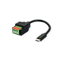 ROLINE Cable Adapter, USB Type-C Plug to Terminal Block 5 Pin (push button), 15 cm