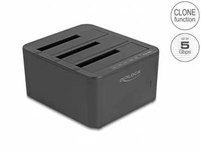 Delock USB Docking Station for 3 x SATA HDD / SSD with 1:2 Clone Function
