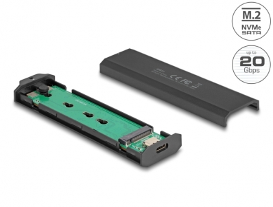 Delock External USB Type-C™ 20 Gbps Combo Enclosure for M.2 NVMe PCIe or SATA SSD - tool free