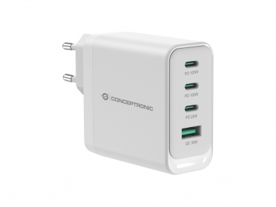 CONCEPTRONIC Ladegerät 4Port 100W,3xUSB-C,1xUSB-A weiß