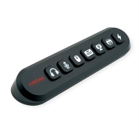 ROLINE USB 3.2 Gen 1 Hub, 7 Ports, USB Type A Connection Cable, with Power Supply, Swappable Buttons