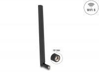 Delock WiFi 6 Antenna RP-SMA plug 3 - 6 dBi omnidirectional with tilt joint black