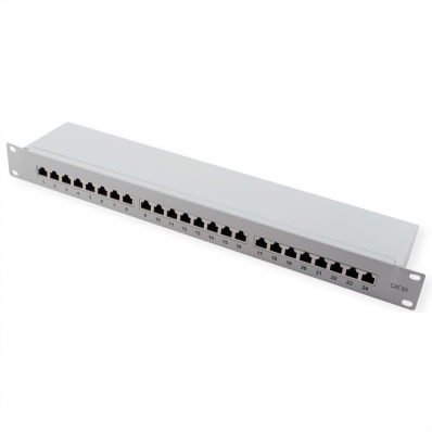 VALUE Cat.6A (Class EA) 19" Patch Panel, 24 Ports, shielded, grey