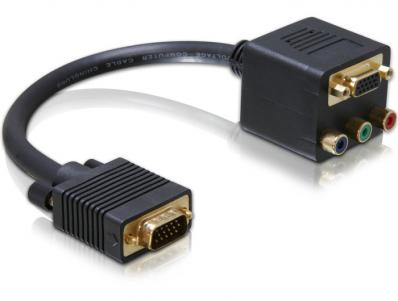 Delock Adapter VGA male to VGA + 3 x RCA female