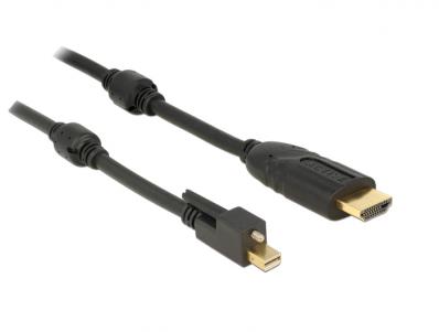 Delock Cable mini Displayport 1.2 male with screw HDMI male 4K Active black 1 m