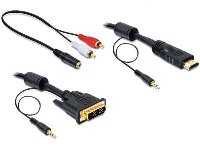 Delock Cable DVI - HDMI + Sound male-male 5 m