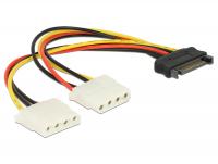 Delock Cable Power SATA 15pin 2x 4pin Molex female 20cm