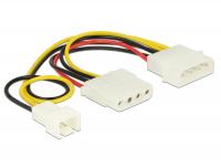 Delock Power Cable 4 pin male 1 x 4 pin female + 1 x 3 pin male (fan) 14 cm