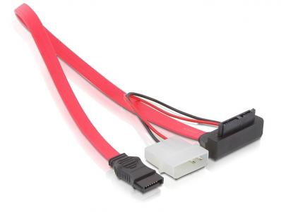 Delock Cable Slim SATA female 2Pin Power 5V + SATA up angled