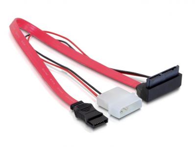 Delock Cable micro SATA female 2 pin power 5 V 3,3 V + SATA 7 pin 30 cm upwards angled