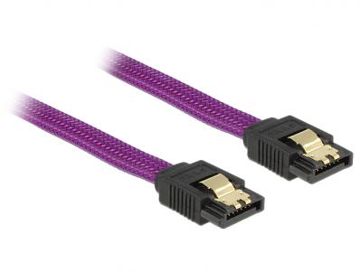 Delock SATA cable 6 Gbs 20 cm straight straight metal purple Premium