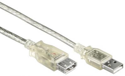 Kabel USB 2.0 A Stecker USB 2.0 A Buchse VerlÃ¤ngerung 0,3 m transparent