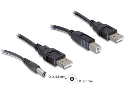 Delock Cableset 2x USB-A DC + USB-B 30cm
