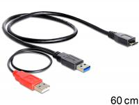 Delock Cable USB 3.0 type A male + USB type A male USB 3.0 type Micro-B male