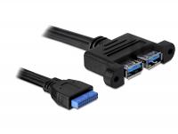Delock Cable USB 3.0 pin header female 2 x USB 3.0-A female parallel
