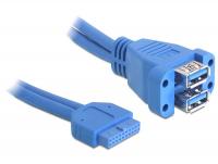 Delock Cable USB 3.0 pin header female 2 x USB 3.0-A female stacked