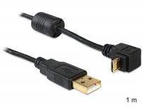 Delock Cable USB-A male USB micro-B male angled 90 up down, 1m