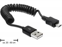 Delock Cable USB 2.0-A male USB micro-B male coiled cable