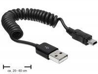 Delock Cable USB 2.0-A male USB mini male coiled cable