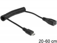 Delock Cable USB micro-B Extension male female coiled cable