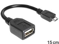 Delock Cable USB micro-B male USB 2.0-A female OTG flexible 15 cm