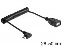 Delock Cable USB micro-B male angled USB 2.0-A female OTG coiled cable