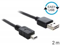 Delock Cable EASY-USB 2.0-A male USB 2.0 mini male 2 m