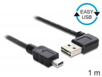 Delock Cable EASY-USB 2.0-A male leftright angled USB 2.0 mini male 1 m