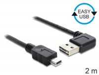 Delock Cable EASY-USB 2.0-A male leftright angled USB 2.0 mini male 2 m