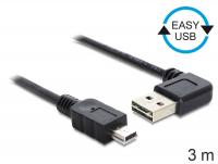 Delock Cable EASY-USB 2.0-A male leftright angled USB 2.0 mini male 3 m
