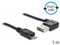 Delock Cable EASY-USB 2.0-A male leftright angled USB 2.0 micro-B male 1 m