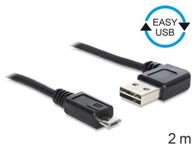 Delock Cable EASY-USB 2.0-A male leftright angled USB 2.0 micro-B male 2 m
