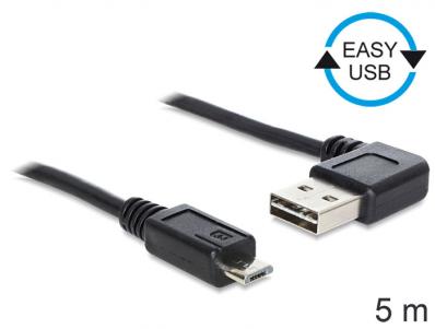 Delock Cable EASY-USB 2.0-A male leftright angled USB 2.0 micro-B male 5 m